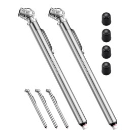 AstroAI Pencil Tire Pressure Gauge 2 Pack (10-75PSI, ±2% Span), Air Pressure Gauge for Tires, Stainless Steel Body, and Metal Made Nozzle 3 Measurements for Cars, Bikes, Vehicles