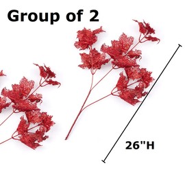 Factory Direct Craft Group of 2 Red Glittered Artificial Maple Sprays for Autumn Decorating and Thanksgiving Displays - 26" H