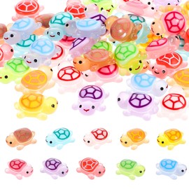 50 pcs Luminous Mini Resin Turtles, Cute Bulk Tiny Sea Turtle Figurines Glow in The Dark, Safe Non Fading Resin Miniature Animal Figures for Ocean Theme Decor Nail Art Garden Micro DIY Hidden Game