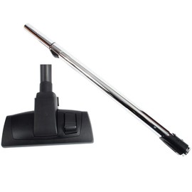 Cen-Tec Systems 95072 12" Combination Hard Floor and Carpet Vacuum Nozzle with Button Locking Telescopic Chrome Wand, w, Black