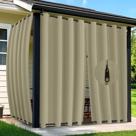 Arfntevss Outdoor Curtains for Patio Waterproof 2 Panels Blackout Curtains 120 inch Long with Zipper Top & Bottom Grommet Sun Blocking Outdoor Privacy Drape for Gazebo Porch Pergola (54x120, Khaki)