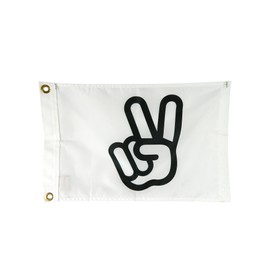 12x18" Victory Peace Fingers Symbol Outdoor Flag Burgee - Durable All-Weather Nylon & Reinforced Fly End Stitching - Proudly Made in the USA