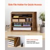 4-Compartment Wooden Mailbox Sorter Office Literature Organizer with Detachable Side