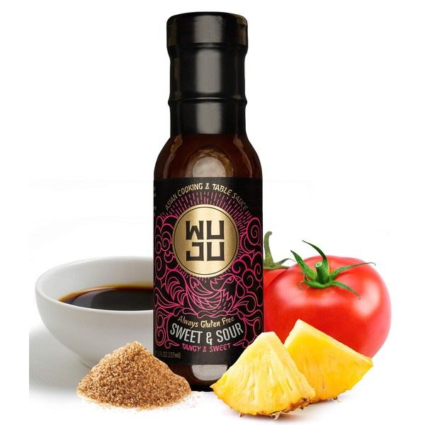 WUJU Sweet And Sour Sauce - Naturally Gluten Free Sweet Sour Sauce - Traditional Recipe, No Preservatives - Authentic Sweet N Sour Sauce With All Natural Ingredients - 8 Ounces