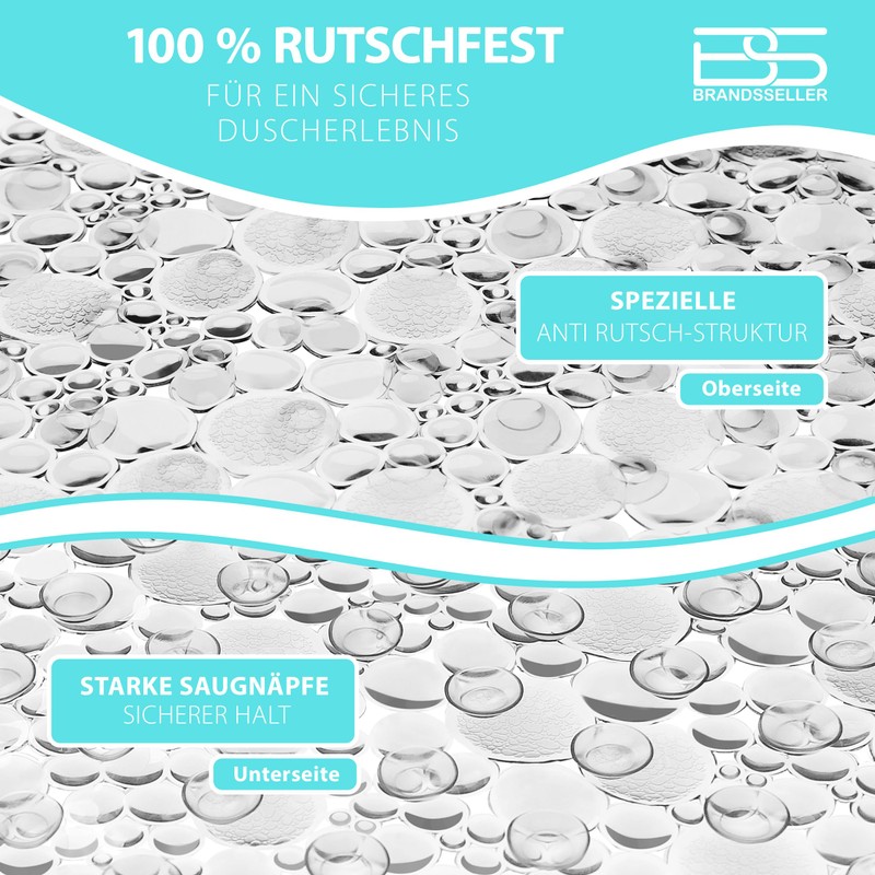 Brandsseller Shower Mat Non-Slip Mat Water Drop Design Square Approx.