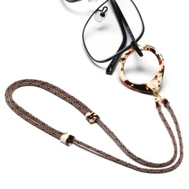 JOJOPANDA Eyeglass Holder Necklace Acrylic Eyeglass Loop Strap Sunglasses Holder Ring Chain Lanyard (Caramel Latte Teardrop)
