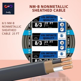 VN Infinite quality 8/3 NM-B Non-Metallic Sheathed Cable Stranded Residential Indoor Wire (25 Foot)