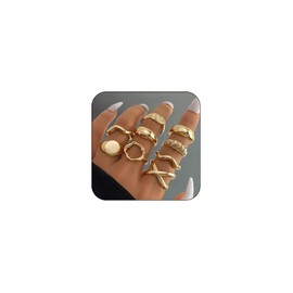 IQPDYV Gold Chunky Rings for Women Non Tarnish,18K Gold Plated Stackable Thumb Knuckle Ring Aesthetic Silver Round Dome Rings Set Statement Women Ring Jewelry, Copper, No Gemstone