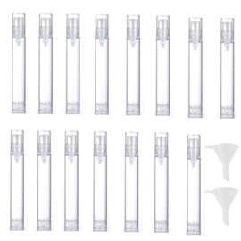 Clear Airless Lotion Pump Bottles,Refillable Design,CuiCanfla Set of 15, 2 Pcs funnels, 15ml Travel-Friendly Cosmetic Containers for Foundations Serums Lotions and More Leak-Proof