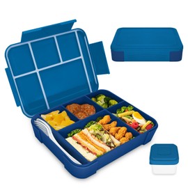 IJIAMY Children's Lunch Box with Compartments, 1300 ml Lunch Box Children, Leak-Proof Bento Box, Children's Lunch Box for Nursery and School (Navy Blue)