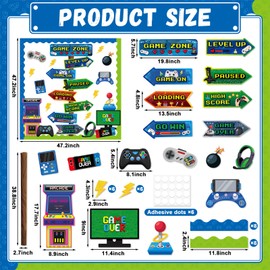 Video Game Theme Bulletin Board Set Directional Signs Level up Classroom Decorations Welcome Video Game Paper Cutouts Gamer Bulletin Board for Back to School Students Teachers Chalkboard Wall Decor