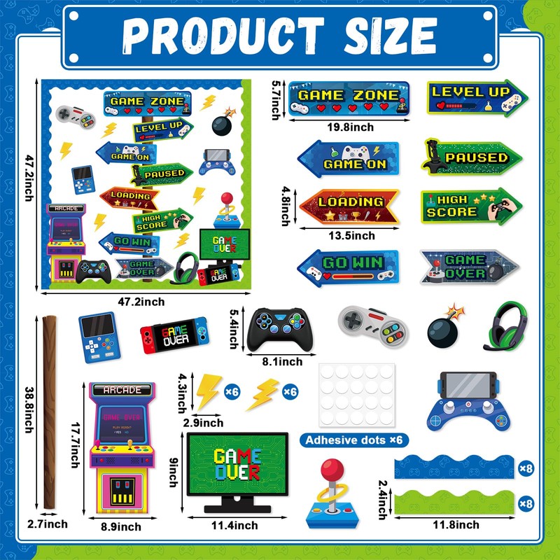 Video Game Theme Bulletin Board Set Directional Signs Level up