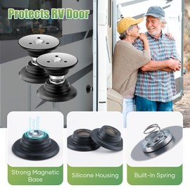 2 Pack RV Magnetic Door Catch, FlyCoco Powerful Magnetic Baggage Door Holders for RV, Heavy Duty Magnetic Door Stopper with Adhesive Tapes and Screws Set for RV Trailers Motorhome Camper Home Kitchen