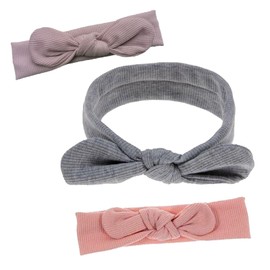HUIKKJP Baby/Baby Hair Band Set, 3 Pieces, Ribbon Bow, Cute Hair Ornament, Suitable for Baby Showers and Birthday Gifts (Pink + Gray + Dark Pink)