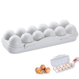 12 Grid Plastic Egg Containers, Egg Box, Plastic Egg Tray, Egg Box, Plastic Egg Box, Stackable Portable Egg Holder with Lid for Home, Outdoor, Picnic