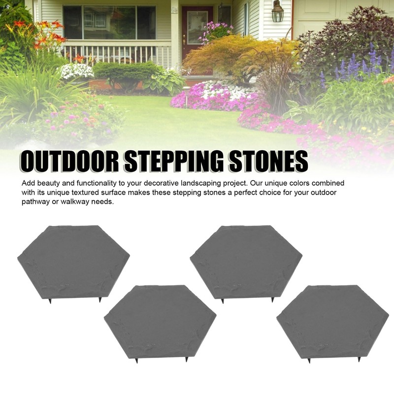 4Pcs Large Stepping Stones,Outdoor Stepping Stones with 24pcs Ground Stakes,Outside