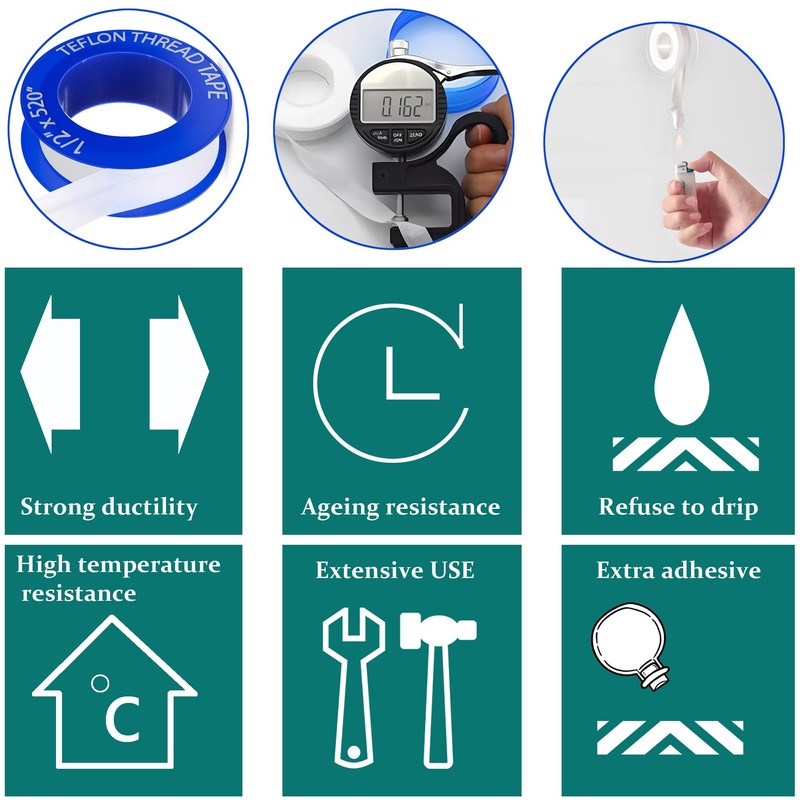 DOPKUSS Plumbers PTFE Pipe Sealant Tape Flex Seal Tape Waterproof