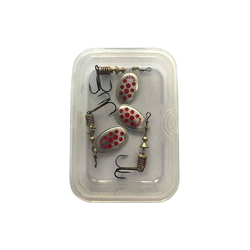 Mepps Aglia Special Trout Fishing Spinner, ARGENT POINTS ROUGES PAR