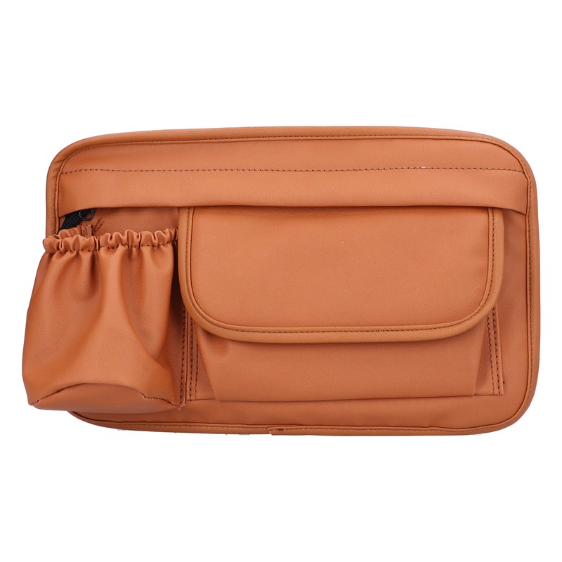 Waterproof Storage Bag Artificial Leather Brown Zipper Organizer for Vespa
