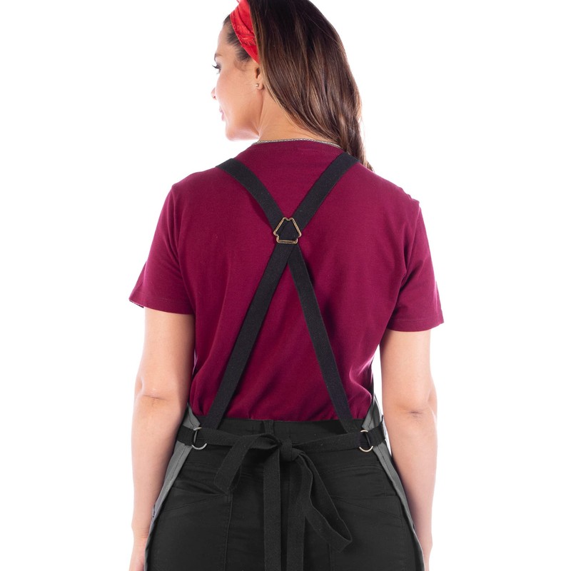 Under NY Sky Essential Grey Twill Apron - Cross-Back with