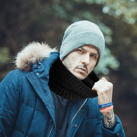 NEOLA Winter Neck Warmer - Thermal Knitted Snoods Windproof Fleece Lined Circle Scarf Soft Warm Neck Gaiter Gifts for Mens Cycling Skiing Motorcycle