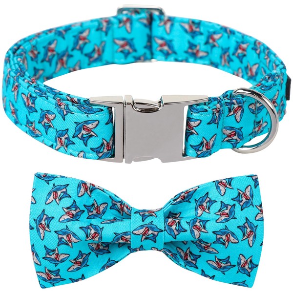 ARING PET Summer Dog Collar-Cute Blue Dog Collar with Bow,