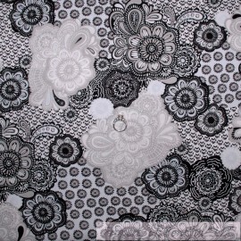 Benartex Kanvas Studio Lace S 05298 Bakers Delight BonEful Fabric FQ Cotton Quilt White Black Gray B&W Flower Patchwork Xmas Print