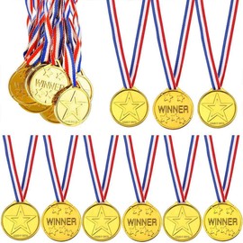 SHATCHI Gold Plastic Medals for Classroom Star Winner Kids Sports Day Olympic Game Prizes Awards Toys Bag Fillers, (6pcs-144pcs), 120pcs