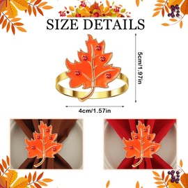 16 Pcs Fall Thanksgiving Napkin Ring Set 8 Pcs Napkin Rings and 8 Pcs Washable Thanksgiving Dinner Napkins for Fall Party Holiday Kitchen Table Decoration for Autumn Party Supplies (Lovely Maple)