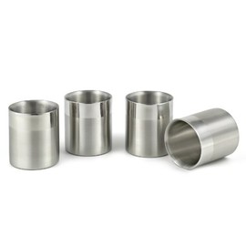 StainlessLUX 77350 a Set of 4 Double-walled Stainless Steel Small Drinking Glasses/Water Tumblers (10 Oz. / 1.25 Cup) Two-tone Finish 3.1 Inch Diameter X 3.465 Inch Height