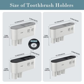 BHeadCat Toothbrush Holders Wall Mounted, Toothbrush Holder with Automatic Toothpaste Dispensers, 6 Brush Slots, 3 Magnetic Cups,1 Cosmetic Drawer Organizer and 1 Large Storage Tray