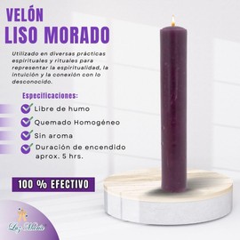 Velón Color Morado 250 grs | Para todo tipo de eventos | Meditación y rituales | 100% de parafina
