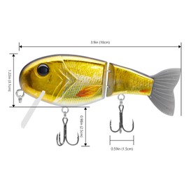 BASSROCK Topwater Fishing Lures for Bass Pike Salmon Floating Swimbait Jointed Crankbait Freshwater Saltwater 4.9in/1.76oz RK1001