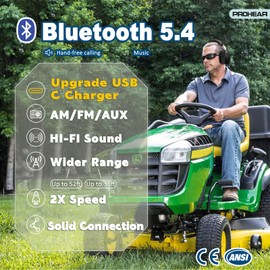 PROHEAR 033 AM FM Bluetooth 5.4 Radio Headphones - USB C Rechargeable 2000mAh Battery - Radio Headset Hearing Protection 31dB SNR - 48Hrs Playtime - Ear Protector for Mowing Lawn, Gifts for Father
