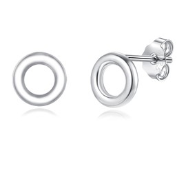 Loutade Silver Stud Earrings for Women, Sterling Silver Circle Stud Earrings for Sensitive Ears, Hypoallergenic Earrings Silver, 6mm Unisex Small Cartilage Sleeper Silver Earrings for Pierced Ears