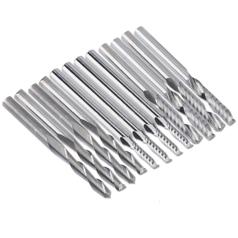 Gasea 12pcs 1/8" Shank Tungsten Carbide End Mill Cutter Bits