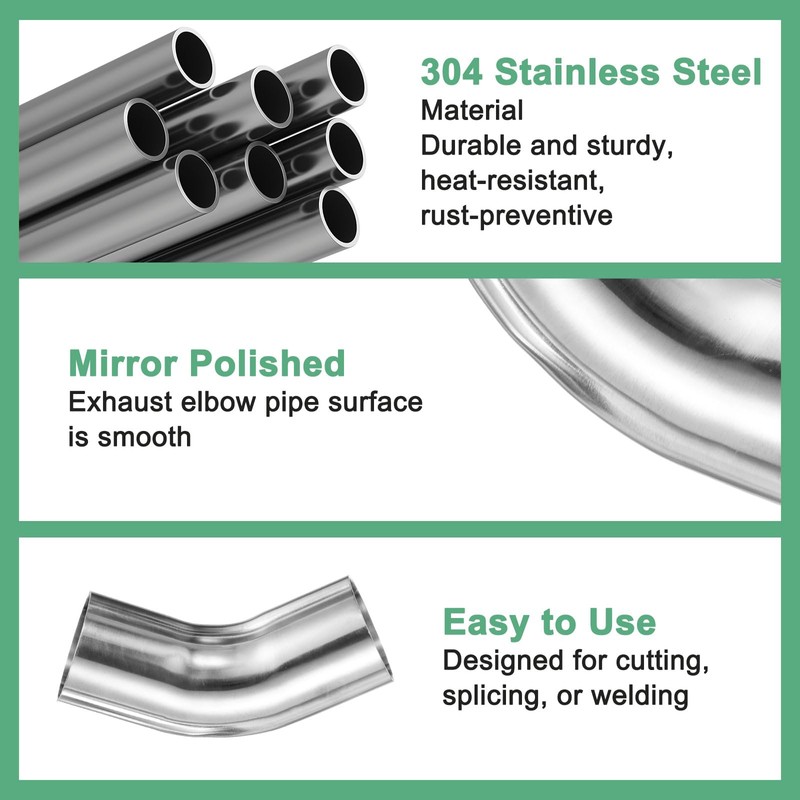 M METERXITY 2-Pack OD 2.2 Inch 45 Degree Mandrel Bend