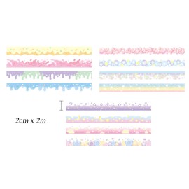 LGEGE 12 Rolls Romantic Series Washi Tape Set, 20mm Wide, Cream,Moon & Star Pattern, Japanese Masking Tape Décor for Scrapbook,Bullet Journal (2m)