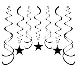 Party Star Swirl Decorations, Black Foil Ceiling Hanging Swirl Decorations with Star, Whirls Decorations for Birthday | Wedding | Anniversary | Graduation Party Supplies,30 PCS