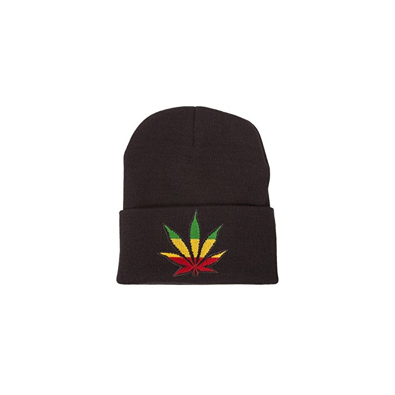 Gravity Threads Patch Short Cuffed Beanie - Rasta Leaf