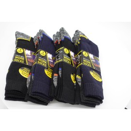 12 pairs Mens Hard Wearing Work Socks - Reinforced Heel and Toe - Safety Boot Socks - Excellent Quality - Warmth and All Day Comfort, Assorted Dark, 6/11 UK