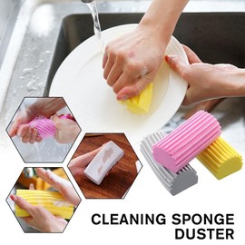 SinChic Damp Duster Sponge,3 PCS Damp Clean Duster Sponge Cleaning Brush Reusable Household Cleaning Sponges Tool Dust Brush Tools for Blinds Glass Baseboards Vents Railings Mirrors