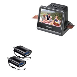 BoxWave Cable Compatible with Suceem Film and Slide Scanner (5 in) - USB-C to A PortChanger (2-Pack), USB Type-C OTG USB Portable Keychain - Slate Black