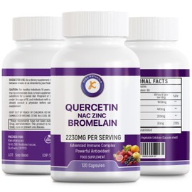 Quercetin with Bromelain, NAC and Zinc - Powerful Quercetin Blend - 2230mg per Serving - Immune & Respiratory Support - Non-GMO, Gluten-Free, Vegan - 120 Veggie Caps
