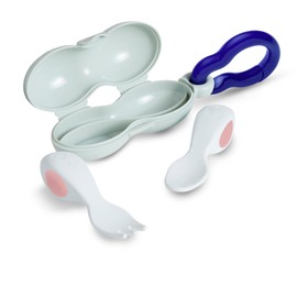 Doddl Baby Spoon and Fork, Cutlery Set for Babies 6+ Months, Learn to Self-Feed. Helps Weaning (Dusty Rose)