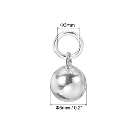 PATIKIL 2pcs Silver Bead Charm, 8mm 925 Silver Ball Pendants Charm Silver Round Beads Small Bulk for Jewelry Making Bracelet Earrings, Silver