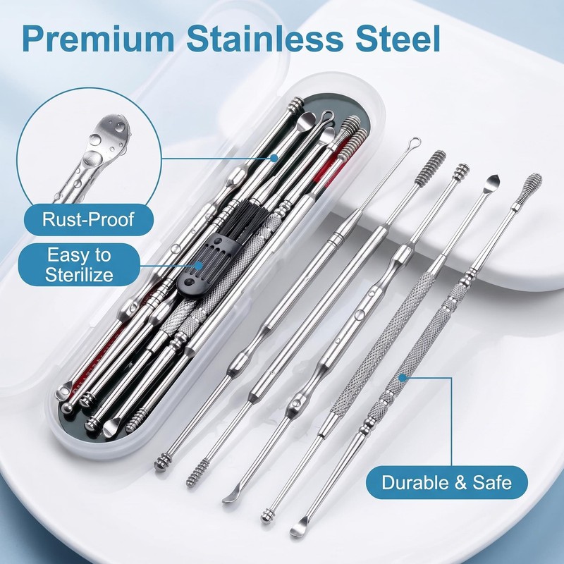 6 Pcs Ear Wax Removal Kit Stainless Steel Earwax Remover