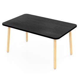 Funecy Square Coffee Table Low Table with 4 Solid Wood Sturdy Legs, Floor Table Desk for Sitting on The Floor, Storage and Living Room Furniture (Black)