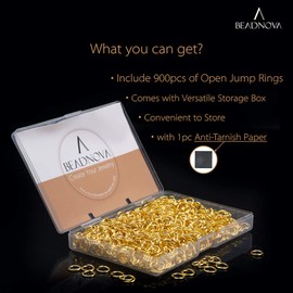BEADNOVA 8mm Open Jump Rings Gold Jump Rings for Jewelry Making and Keychains (900Pcs)