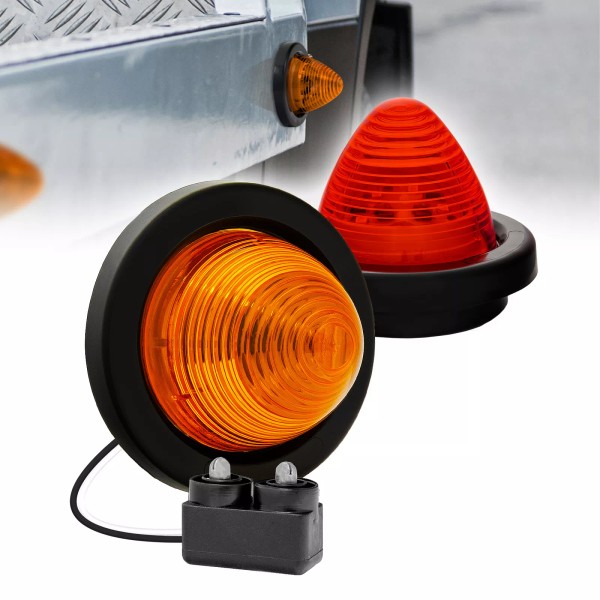 TRUE MODS 2pc 2" Amber/Red Beehive LED Marker Light for